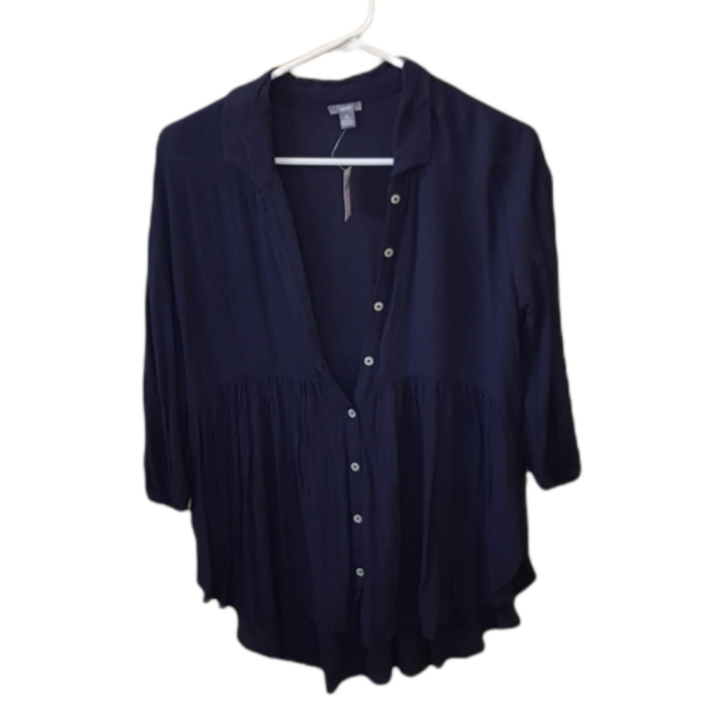 AERIE Navy Blue Blouse - Picture 1 of 8